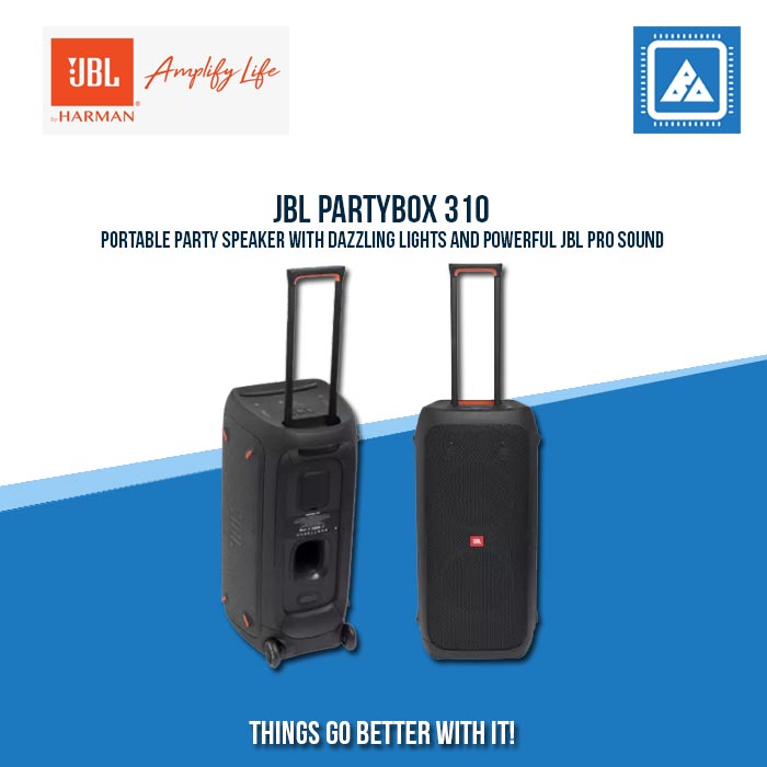 JBL PARTYBOX 310 PORTABLE BLUETOOTH SPEAKER W/ TELESCOPIC HANDLE (BLACK) JBL PARTYBOX 310 PORTABLE BLUETOOTH SPEAKER W/ TELESCOPIC HANDLE (BLACK)